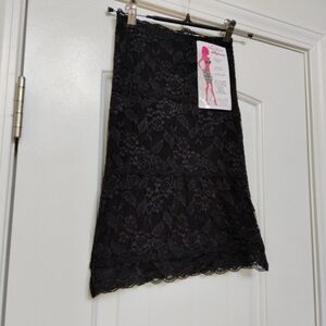 Black fuchsia women's 2 in 1 Sexy Secret shapewear Lace skirt Sz-S Black